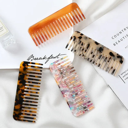 Korean Fashion Hair Comb – Wide Teeth Acetate Anti-Static Hairbrush, Colorful Massage Hair Styling Tool