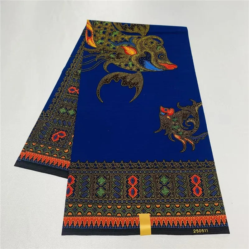 6 Yards African Real Wax Ankara Fabric - 100% Cotton Party Dress Print