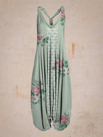 Bohemian Wide Leg Jumpsuit - Vintage Mandala Paisley Print Loose Fit Backless Women Harem Romper