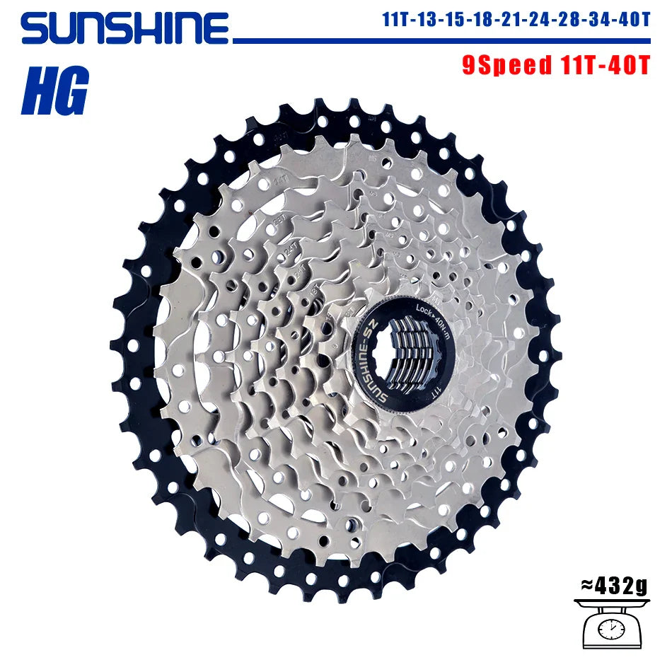SUNSHINE Bicycle Cassette 8-12 Speed Freewheel - 32T to 52T Sprocket for Shimano/SRAM HG Flywheel