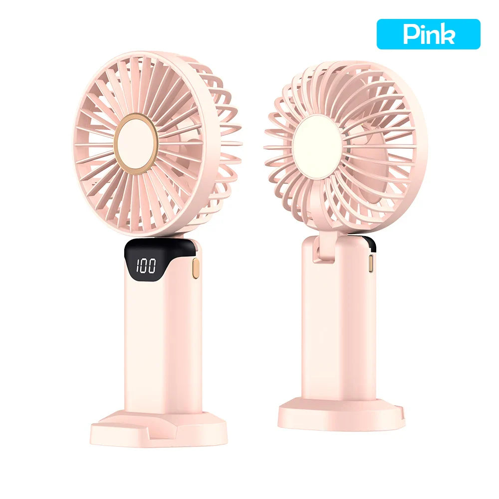 Portable Mini USB Fan – Handheld & Desktop Fan with Phone Holder, 3-Speed Adjustable Wind, Long Battery Life, Multi-Function Cooling Fan