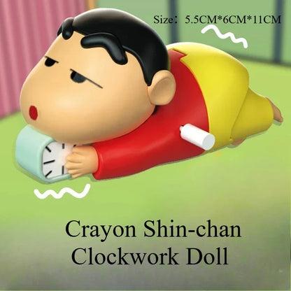 Crayon Shin-chan Clockwork Anime Figure Toy – Walking Alarm Clock Model, Dynamic Crawl Action Toy & Cute Desktop Gift Decor