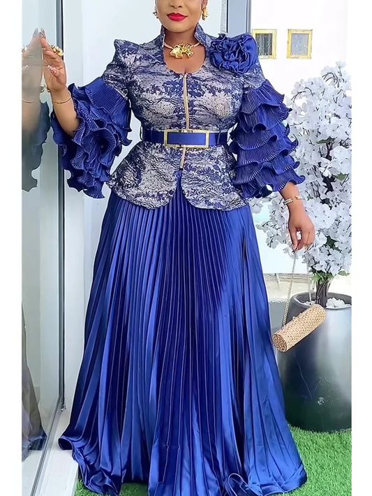 African Women’s 2-Piece Outfit Set - Dashiki Ankara Top and Skirt Plus Size Wedding & Party Dress Set