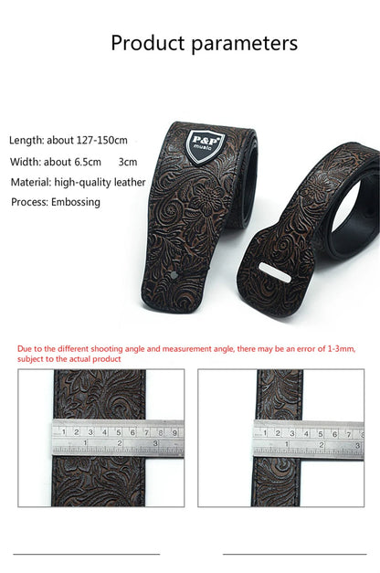 Vintage 2.5 Inch Guitar Strap - Adjustable Soft Embroidered Belt for Classical & Bass Guitars, Music Accessories