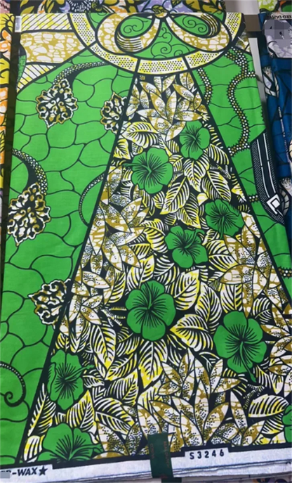 African Real Print Ankara Wax Fabric - Soft 100% Cotton Pagne 6 Yards