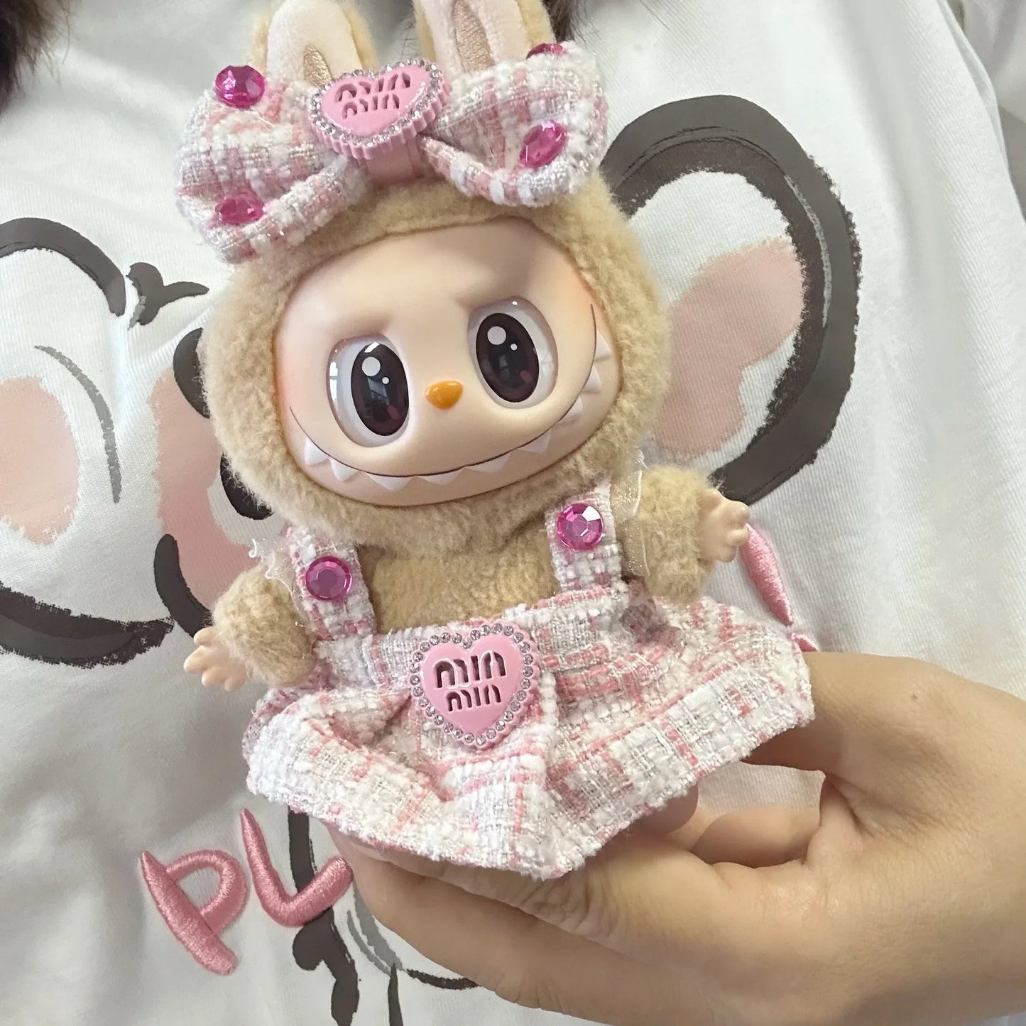 Cute Labubu Doll Outfit Set – Classic Dress for 17cm V2 Mini Dolls, Clothing Accessories for Kids Gift