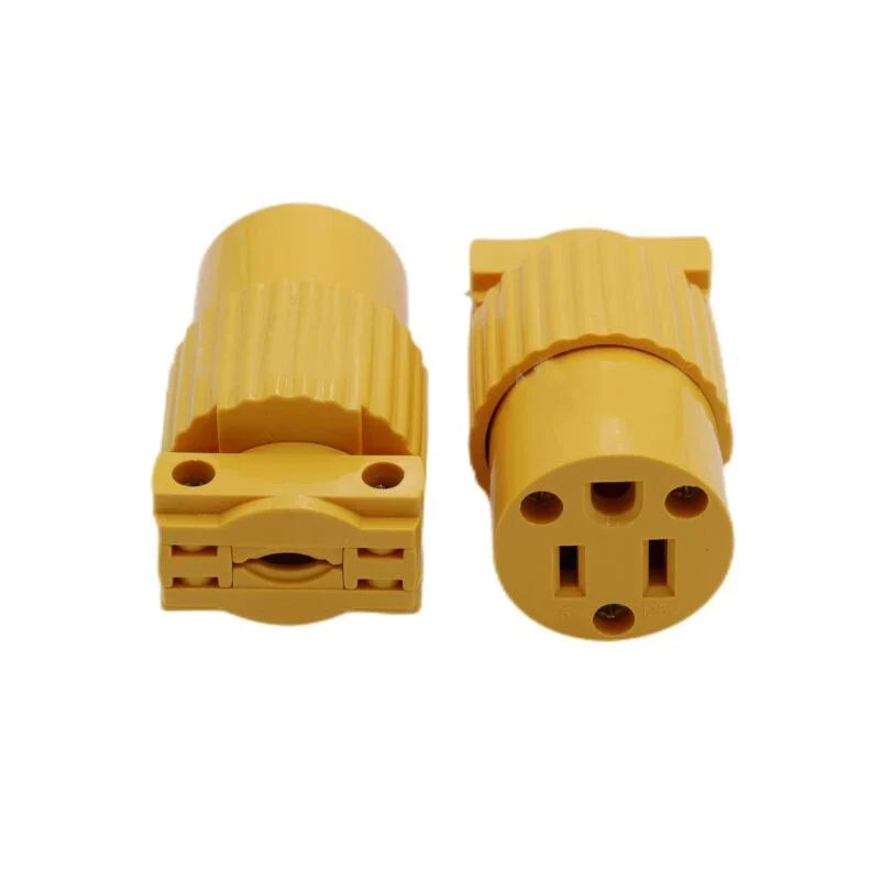 US Industrial Locking Power Plug - 15A L5-15 and L6-15 Male Female 3-Pole Wiring Connector Socket Type B Yellow