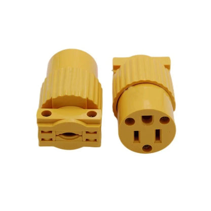 US Industrial Locking Power Plug - 15A L5-15 and L6-15 Male Female 3-Pole Wiring Connector Socket Type B Yellow