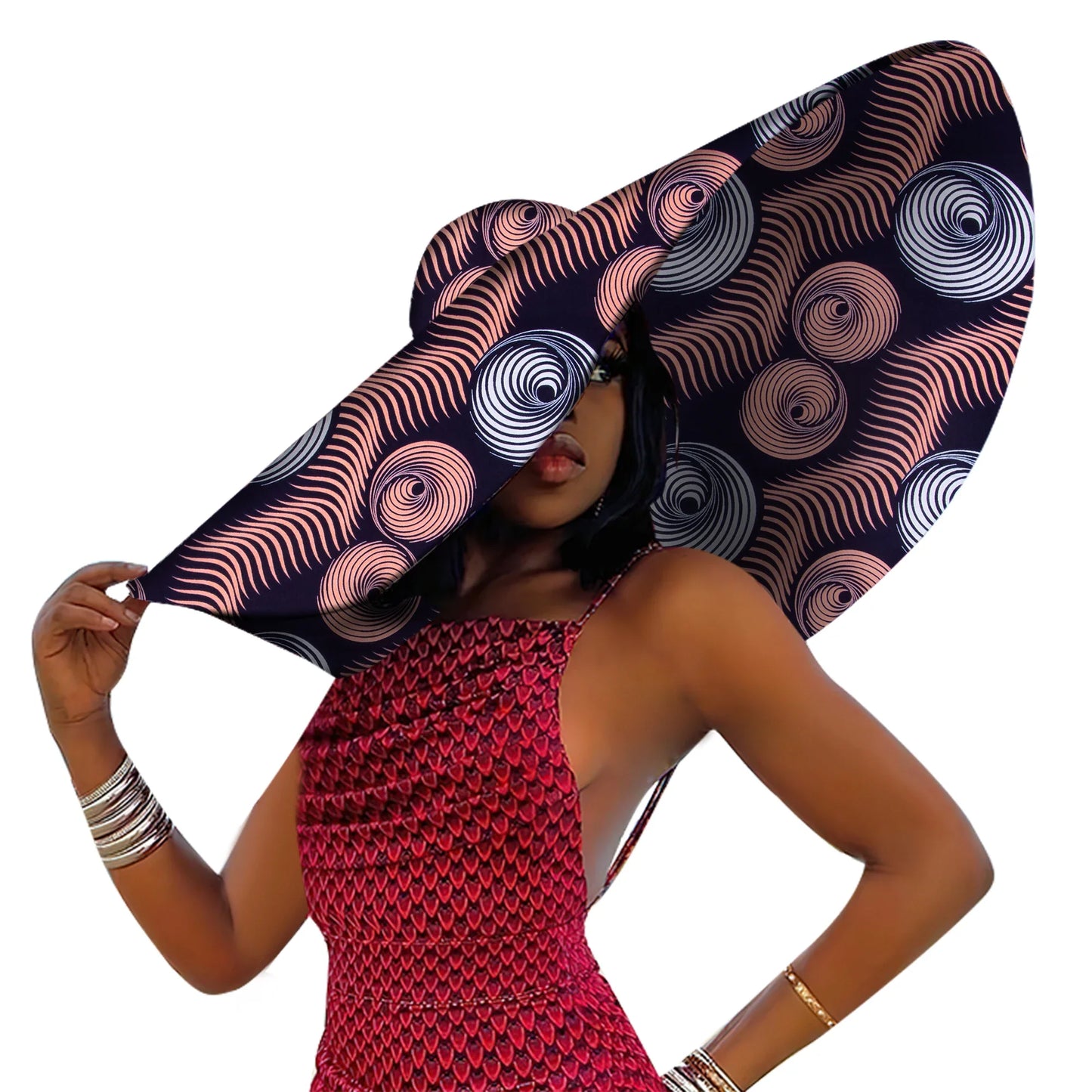 African Ankara Sun Hat - Women's Large Brim Summer Beach Hat
