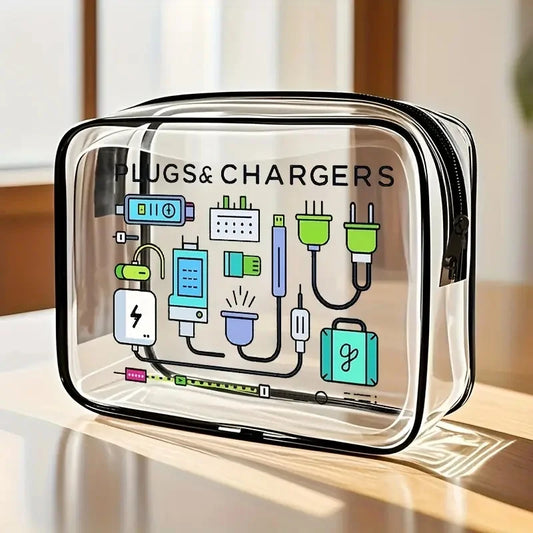 Transparent Travel Tote Bag - Clear Zipper Organizer Case for Toiletries, Makeup, Electronics, Gym, and Airport Use