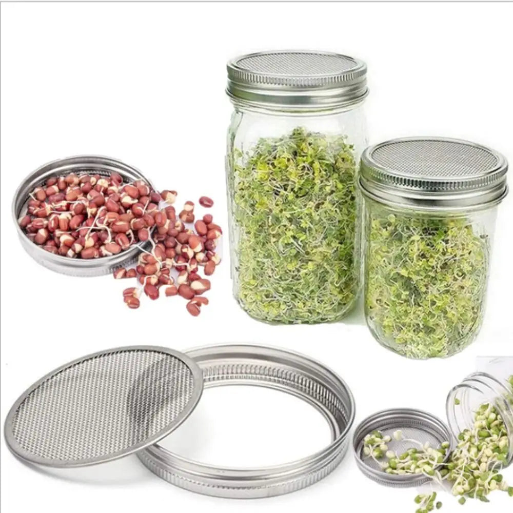 16/32oz Sprouting Jar Kit - Wide Mouth Mason Jars with Screen Lids for Indoor Seed Germination & Sprout Growing