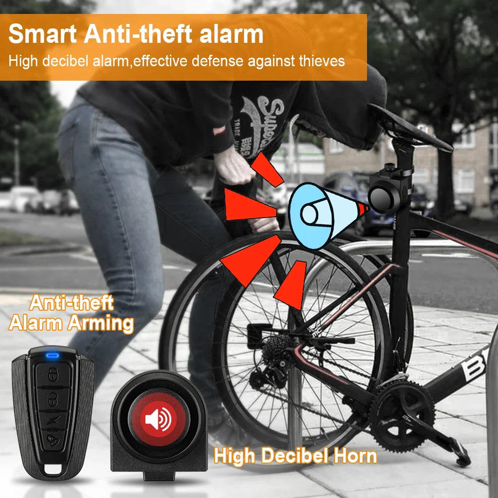 WSDCAM Bicycle Alarm – Waterproof Vibration Alarm with USB Charging & Remote Control, 110 dB Security for Bike & Motorcycle