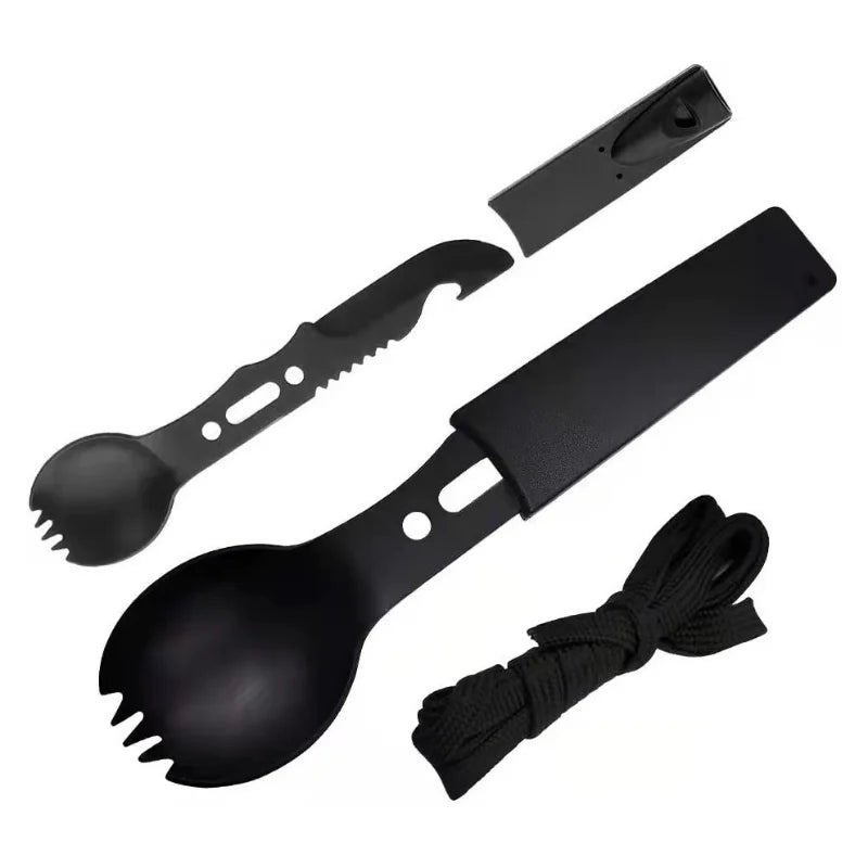 Portable Camping Cutlery Set - Stainless Steel Knife Fork Spoon Multi-Function Picnic Tableware Outdoor Gear