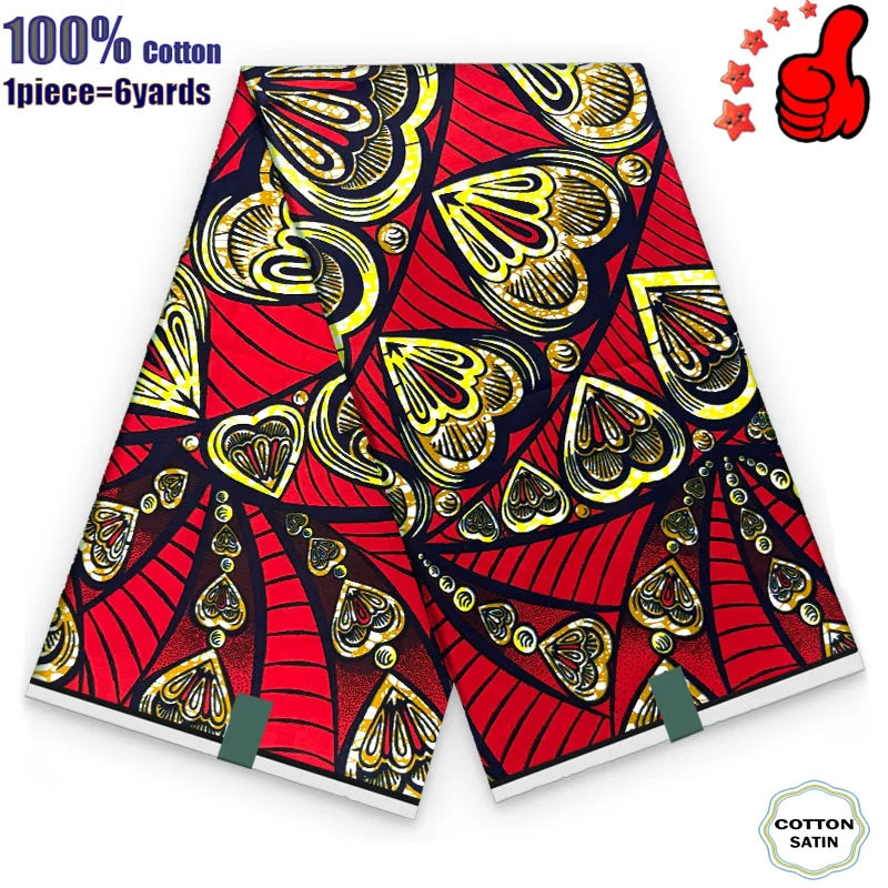 African Real Wax Print Fabric - 100% Cotton Ghana Nigeria Style Ankara Batik Sewing Material