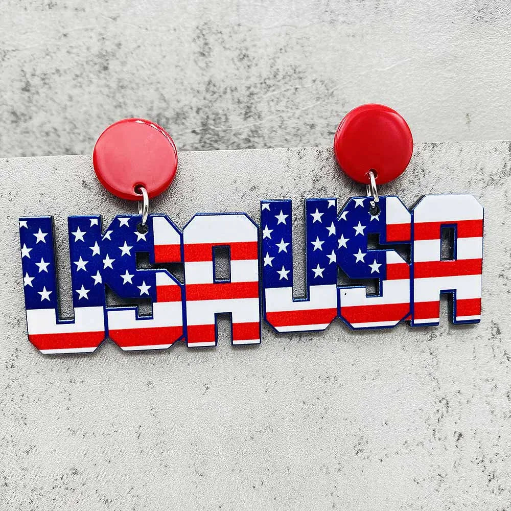 Patriotic Sunflower Acrylic Earrings - 4th of July American Flag Jewelry Gifts for Women Independence Day Parties