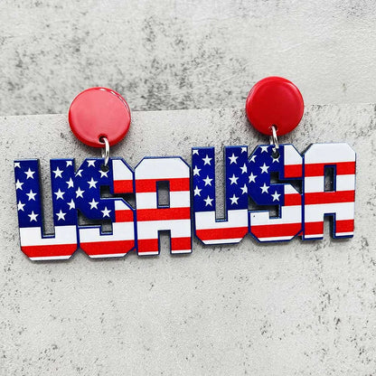 Patriotic Sunflower Acrylic Earrings - 4th of July American Flag Jewelry Gifts for Women Independence Day Parties