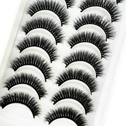 5/10 Pairs 3D Mink False Eyelashes – Wispy Handcrafted Full Strip Short Natural Lashes for Makeup