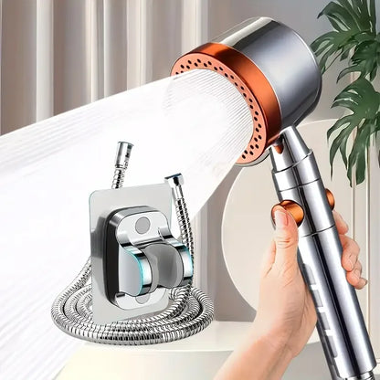 High Pressure Water Saving Shower Head - 5 Mode Handheld Bathroom Filter Spray with One Button Stop Function