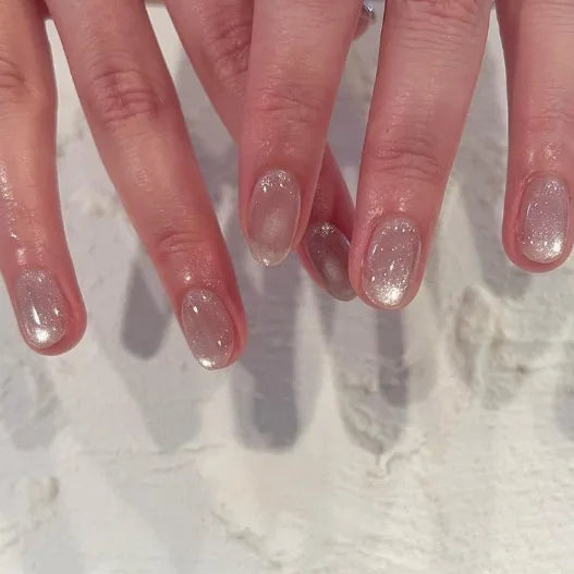 24Pcs Square Press On Nails - Nude White Gradient French False Nail Tips with Full Cover Short Design