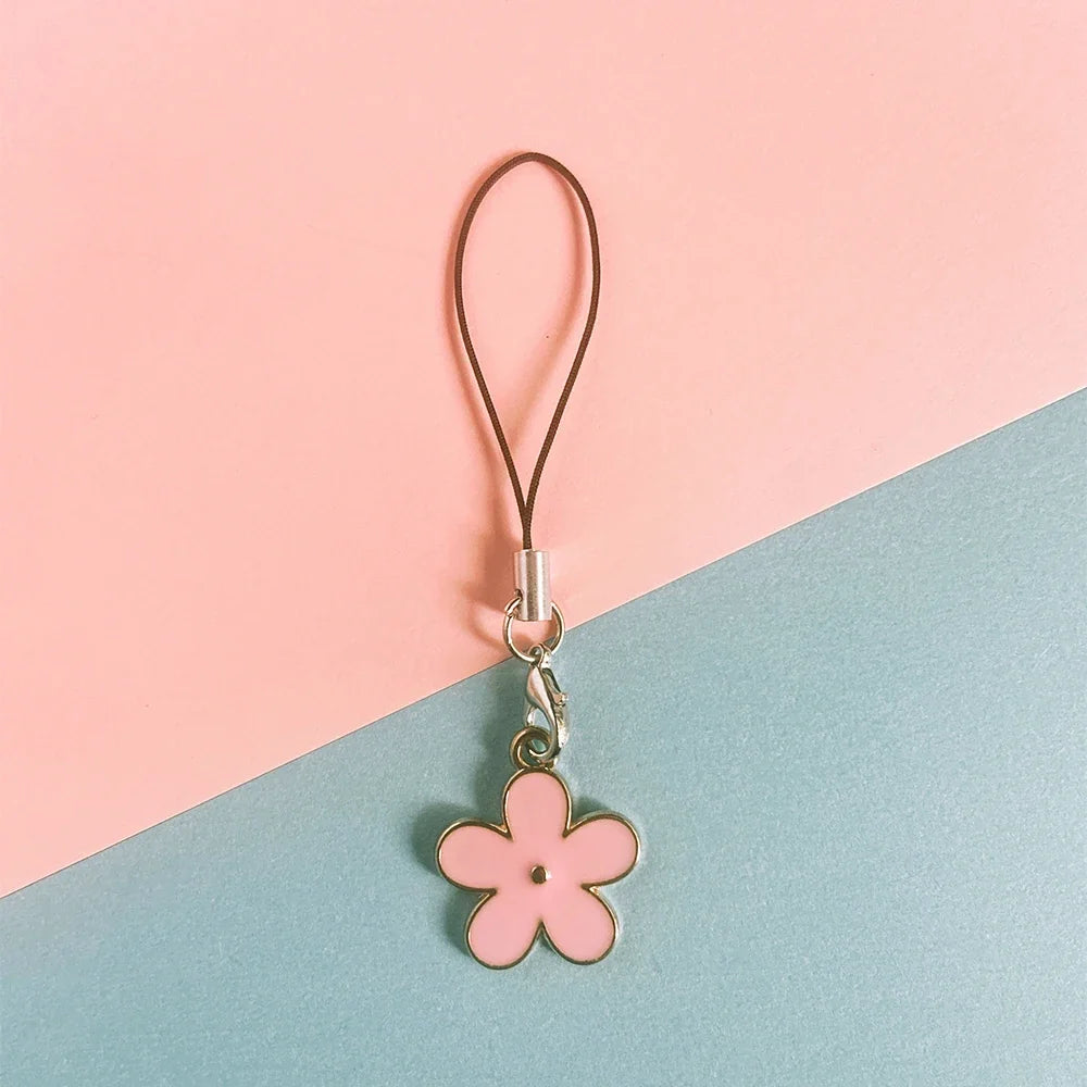 Enamel Flower Phone Lanyard - Floral Keychain Strap Bag Pendant Accessory Gift for Girls