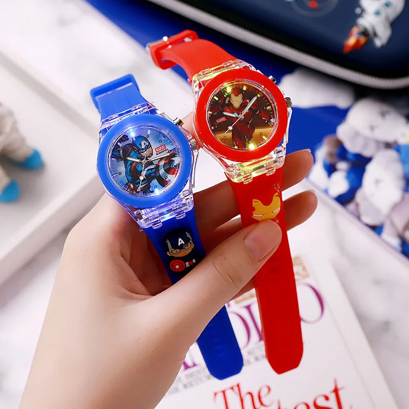 Mickey Kids Flash Light Watch - Rubber Strap Cartoon Toy Clock Gift for Girls