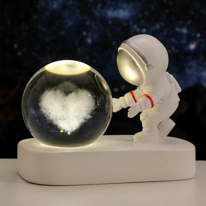 Creative 3D Astronaut Crystal Ball LED Night Light – Illuminate Children's Bedrooms with Planet Space Magic!