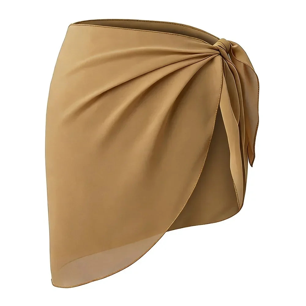 Women's Summer Sheer Sarong Cover-Up - Solid Chiffon Bikini Wrap Beach Skirt