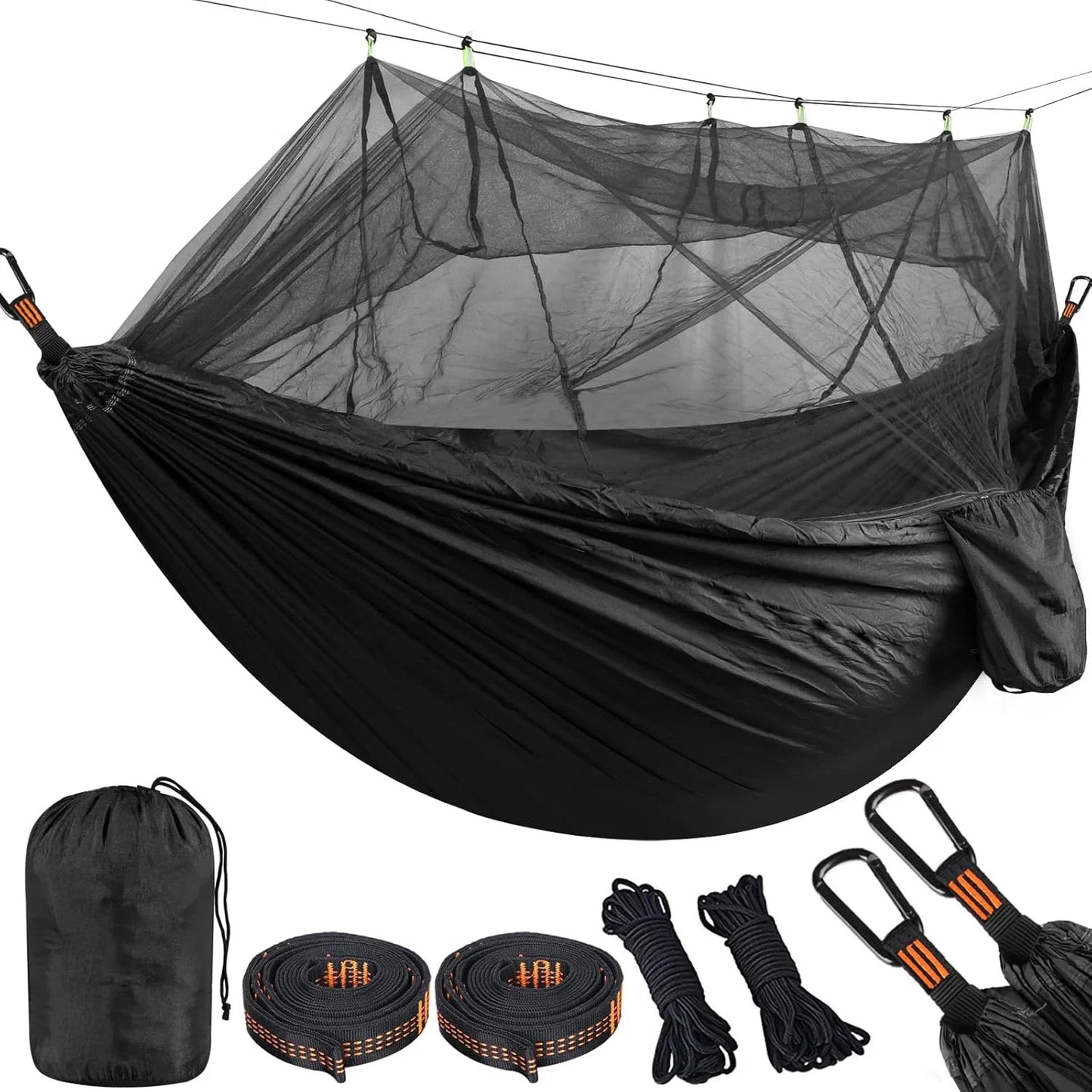 Lightweight Camping Hammock with Mosquito Net - Breathable 210T Nylon Outdoor Hammock