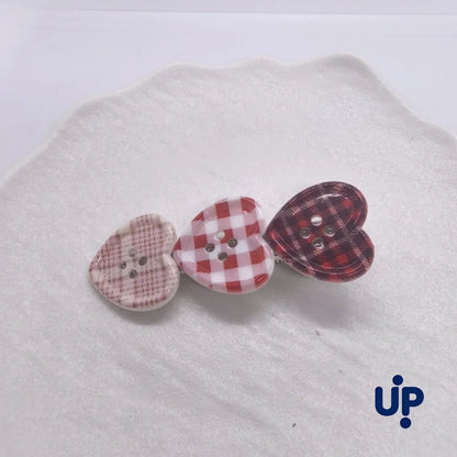 Cute Love Button Hair Clips - Sweet Check Duckbill Side Bangs Clips for Women Girly Hair Accessories