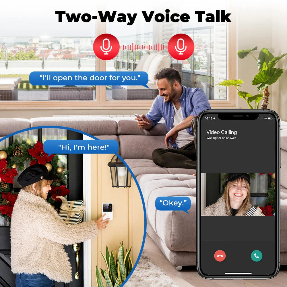 WiFi Video Doorbell — Wireless HD Camera, IR Alarm, Smart Home Intercom Security Doorbell