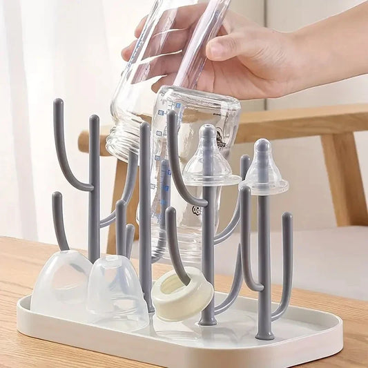 Tree-Shaped Baby Bottle Drying Rack - Dustproof Milk Bottle Holder & Cup Organizer