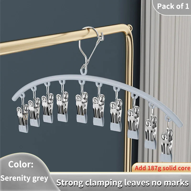 10-Pack Stainless Steel Sock Clips – Windproof Non-Slip Clothes Rack for Drying Socks, Underwear, Towels, and Laundry