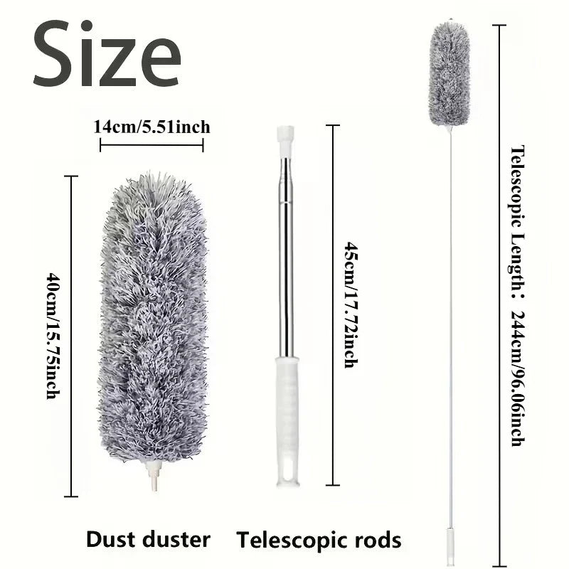 Extendable Microfiber Duster - Retractable Washable Dust Brush for Ceiling & Home Cleaning