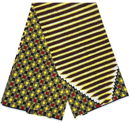 Cotton Batik Ankara Fabric - 100% African Wax Print Bronzing Golden Fabric 6 Yards for Dresses & Crafts