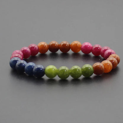 8mm Natural Stone Beaded Bracelet - Black Onyx Lava Tiger Eye Agate Quartz Chakra Yoga Energy Jewelry for Men & Women