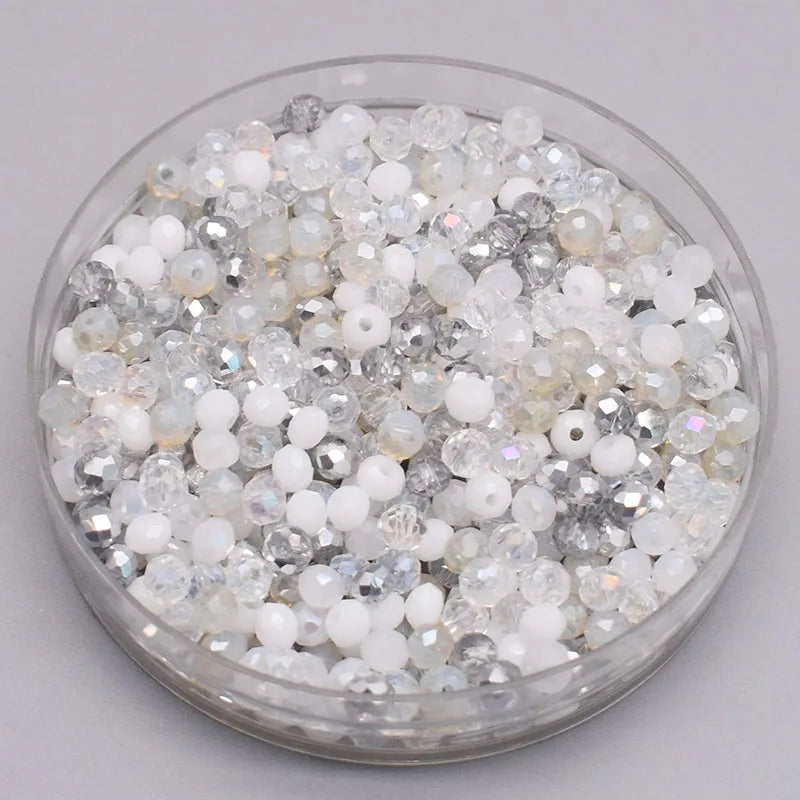 Mixed Color Crystal Glass Beads - 4mm Faceted Rondelle Spacer Beads for DIY Bracelet & Jewelry Making Crafts