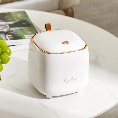 Light Luxury Double-Layer Pressing Desktop Trash Can - Stylish Coffee Table Bomb Cover with Small Storage Bucket - New Arrival