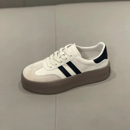 2024 Women's Sports Shoes - Thick Sole Casual Board Shoes with Soft Cowhide & Training Increase