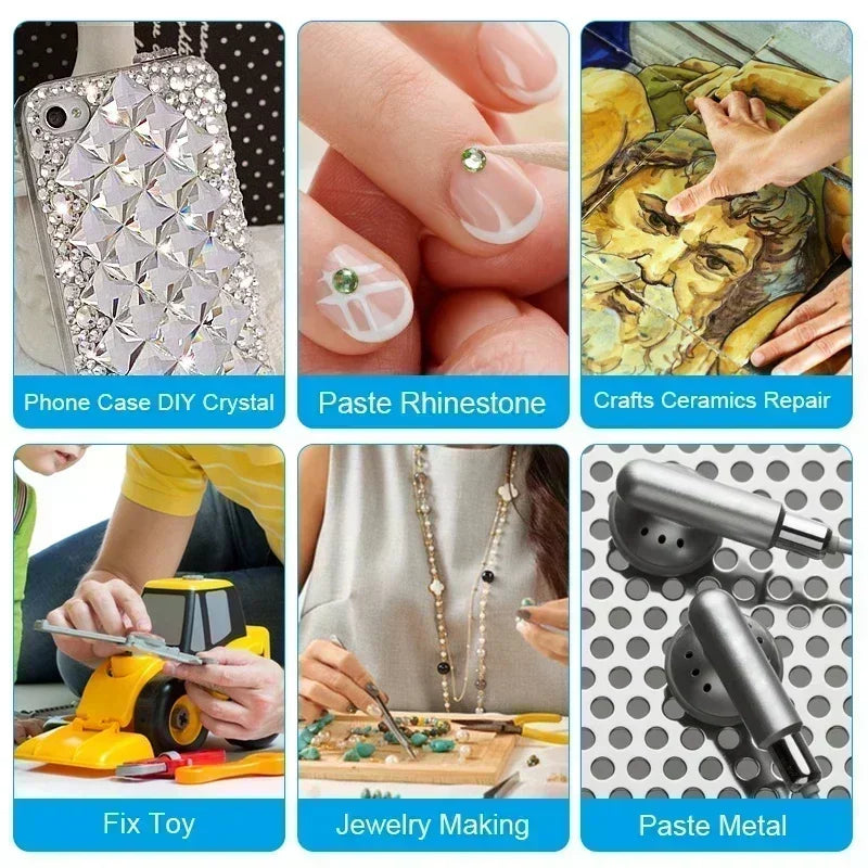 E6000 Strong DIY Glue – Epoxy Adhesive for Crystal Rhinestones, Jewelry & Crafts with Precision Needle Applicator