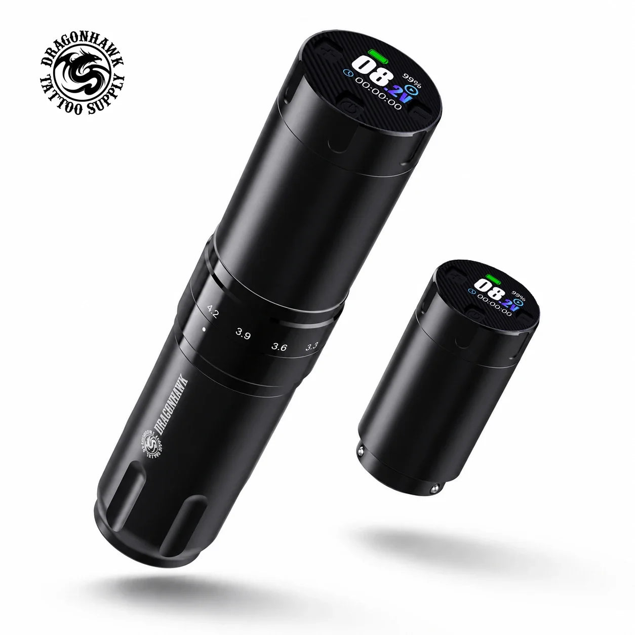 Dragonhawk Fold3 Tattoo Pen Machine - LED Digital Display Wireless 2200mAh Battery for Lining & Shading