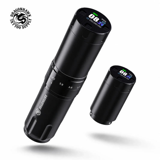 Dragonhawk Fold3 Tattoo Pen Machine - LED Digital Display Wireless 2200mAh Battery for Lining & Shading