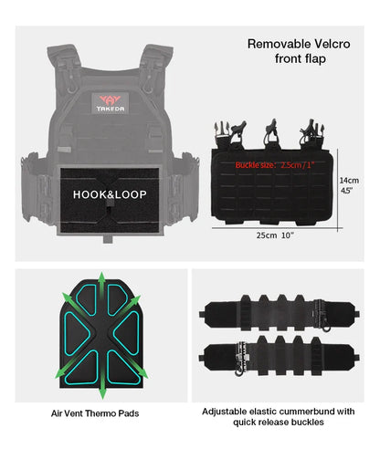 YAKEDA ATFG MOX CAMO Tactical Plate Carrier – Lightweight, Quick Release, 1000D Nylon MOLLE Vest for Combat & Hunting