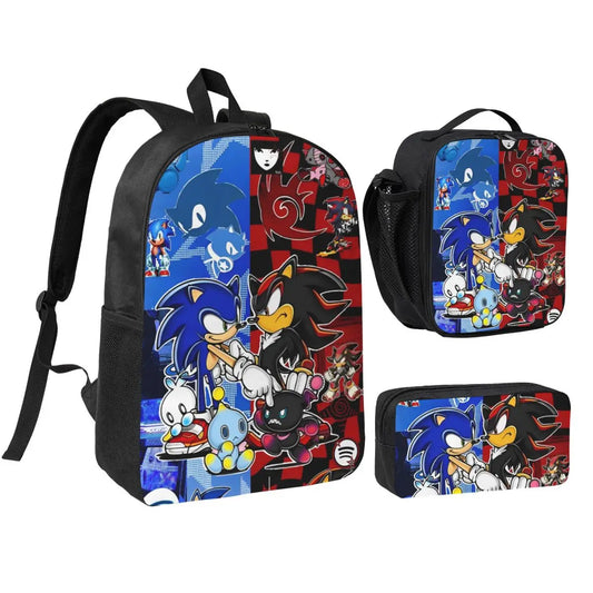 3-Piece Student Backpack Set - Cartoon School Bag with Lunch Bag and Pencil Case