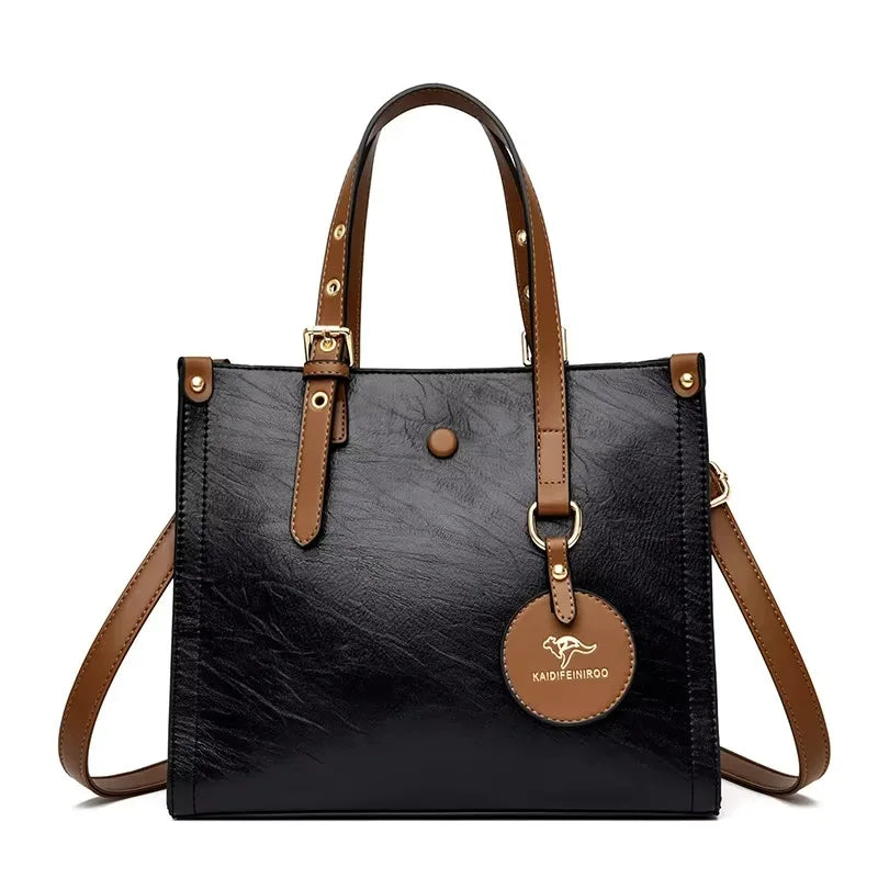 Luxury Women’s Leather Handbag – Large Capacity Shoulder & Crossbody Designer Bag