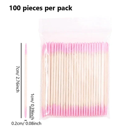 100Pcs Double-Ended Cotton Swabs - Fine Point Beauty Tools for Nail Art, Makeup & Eyeliner Correction