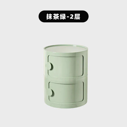 Nordic Minimalist White Bedside Table – Modern Round Plastic Side Cabinet, Small Creative Storage Unit