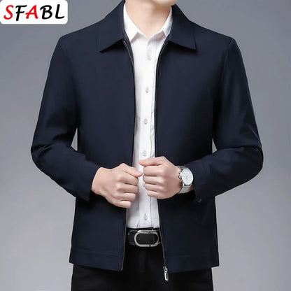 Men’s Business Casual Jacket - Luxury Zipper Blazer Office Coat for Spring and Autumn, Up to 3XL