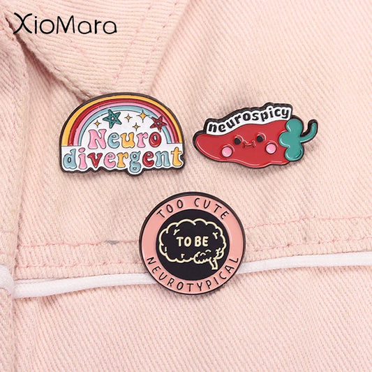 Neurospicy Chili Enamel Pin - Funny Neurodivergent Autism ADHD Dyslexia Awareness Brooch Badge Jewelry Accessory