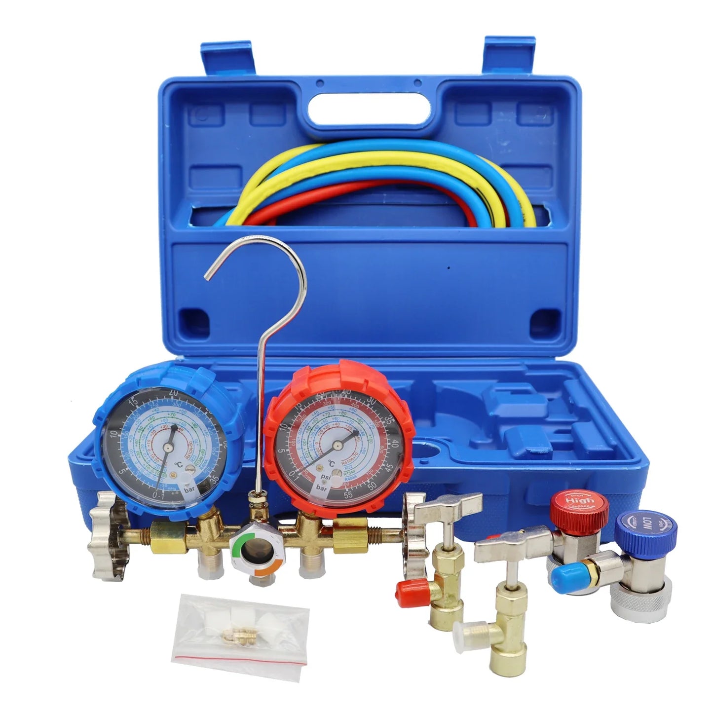 Refrigerant Manifold Gauge Kit - Automotive AC Charging Tool for R410A R22 R134A R404A