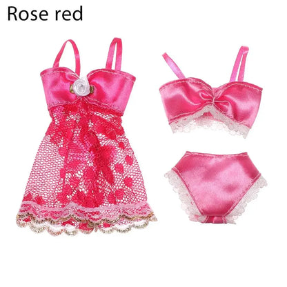 Soft Lace Underwear for 30cm Dolls – Bra & Briefs for Blythe 1/6 BJD Dolls, Dollhouse Kids Toy Clothing